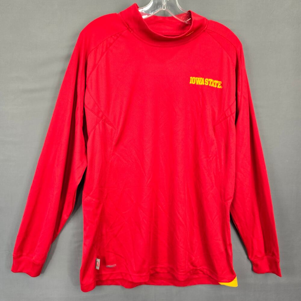 Nike Red Fit Dry Tee Size M Iowa State Shirt Long Sleeve Mock Turtleneck Men Top